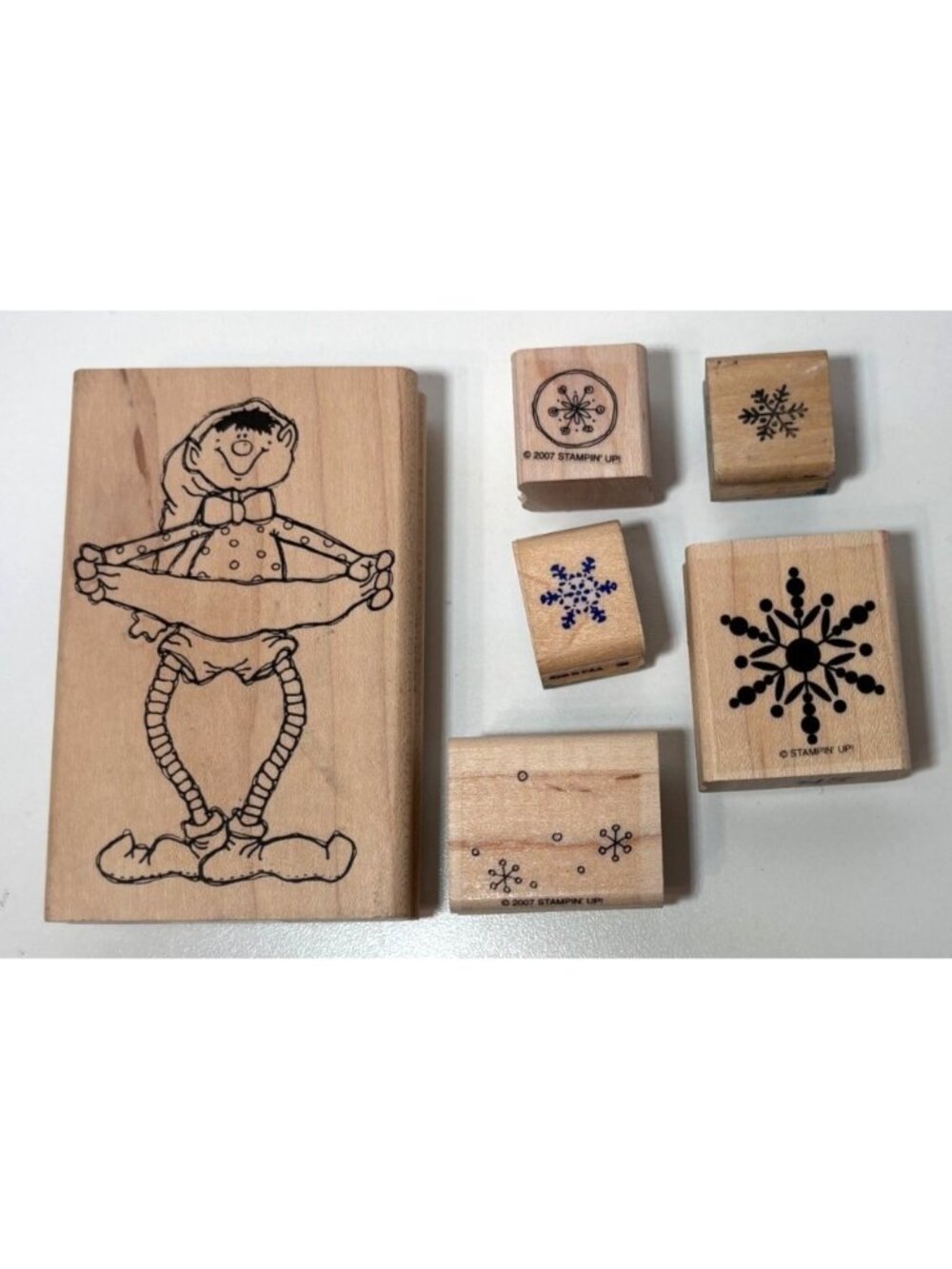 PRINTWORKS Annie Lang Banner Elf Wood Rubber Stamp Christmas